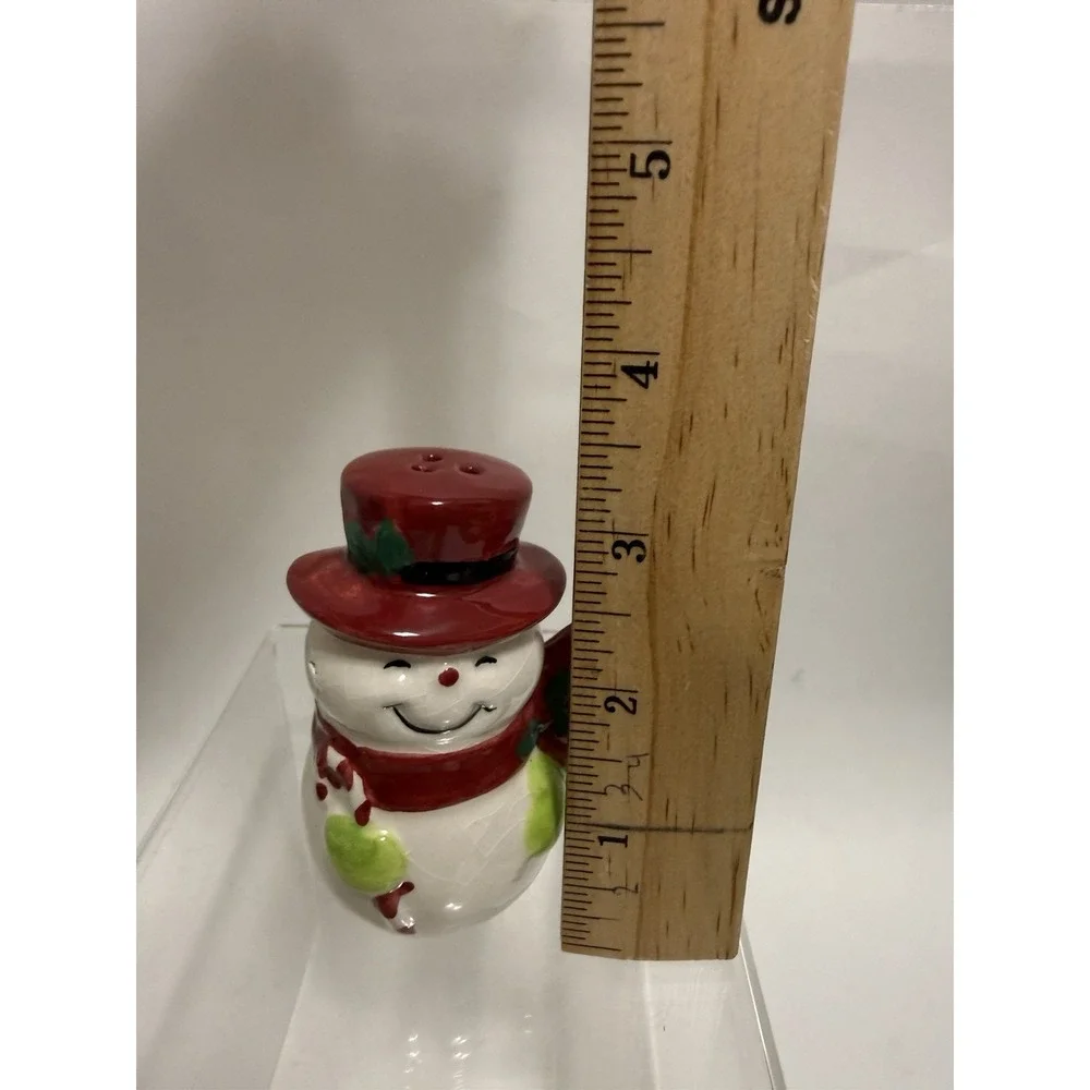 Vintage Christmas Snowman Reindeer Salt Pepper Shakers Ceramic Holiday Set
